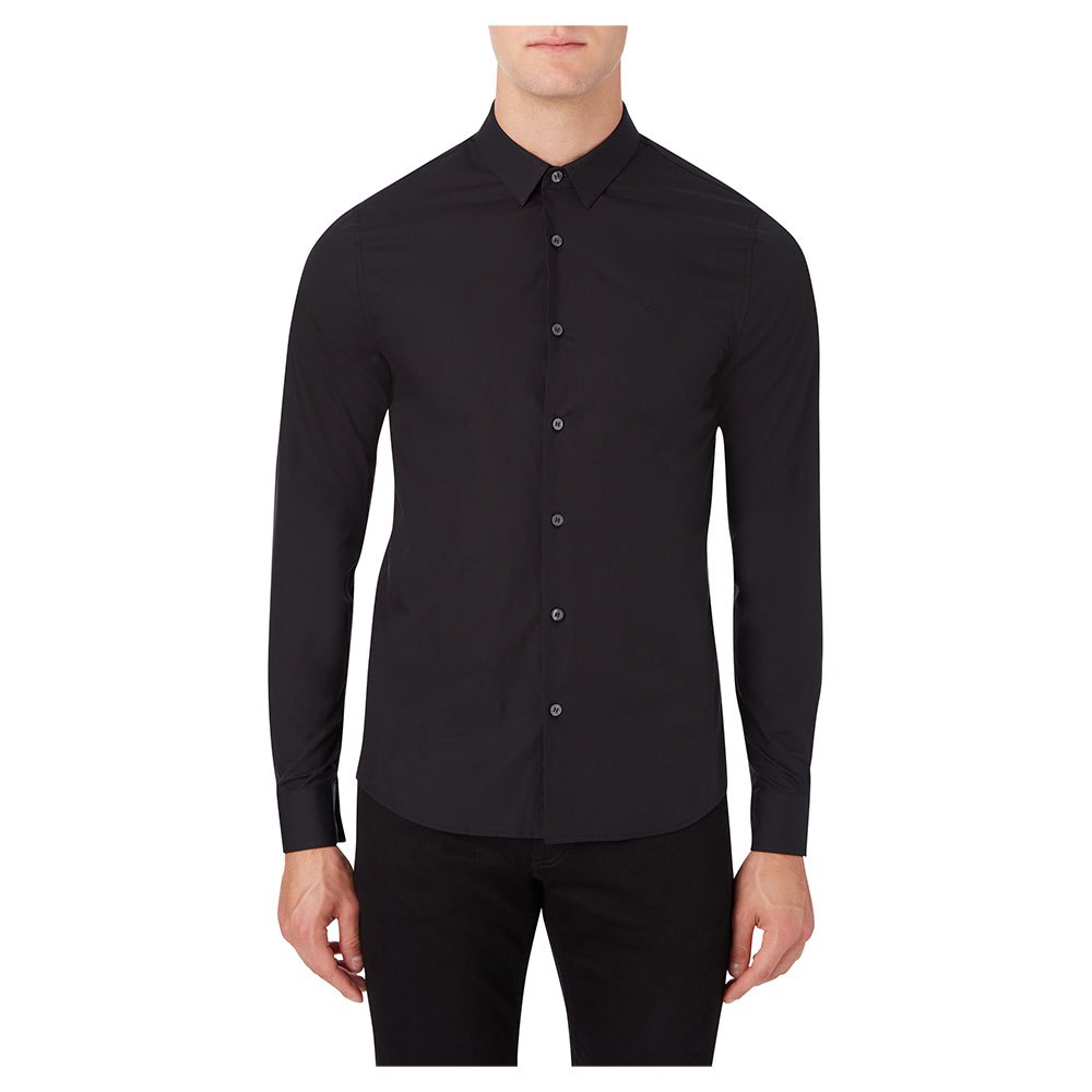 Calvin klein jeans Chest Logo Slim Stretch Long Sleeve Shirt Black| Dressinn
