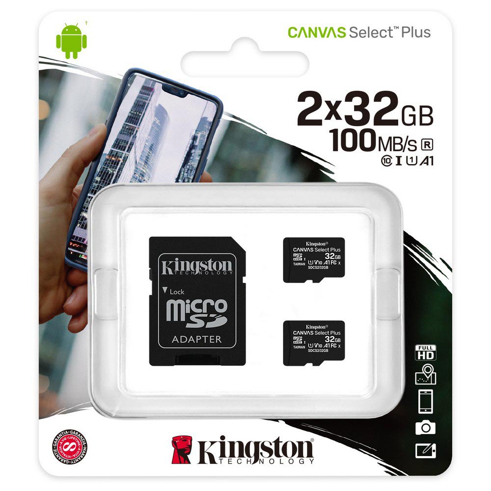 Violín pueblo Etna Kingston Tarjeta Memoria 32GB Canvas Select Plus Micro SD Multi 2 Unidades  Negro| Techinn