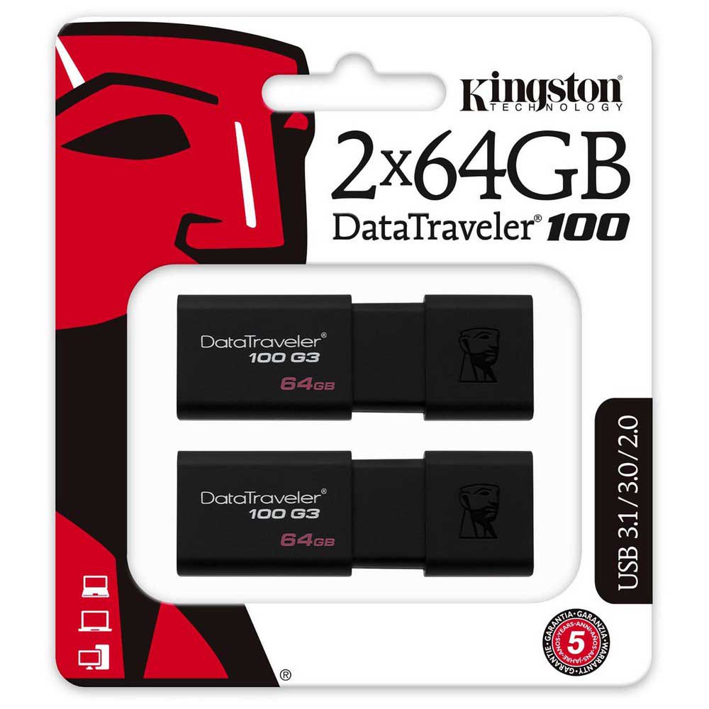 Kingston Pendrive 64GB 3.0 Datatraveler 100 G3 2 Unidades