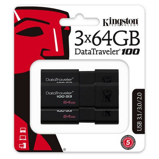 Kingston Pendrive 64GB 3.0 Datatraveler 100 G3 3 Unidades