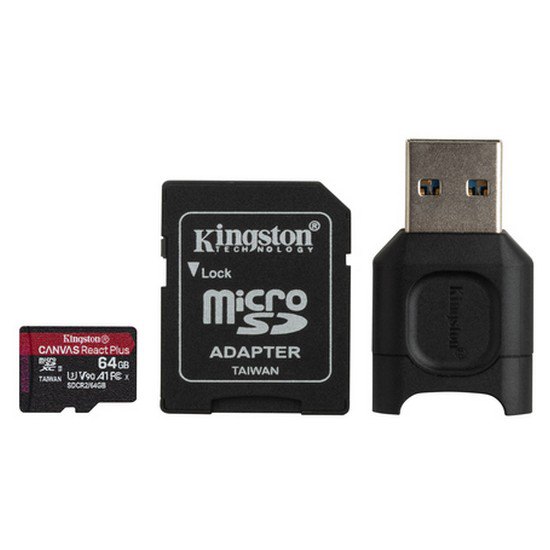 Kingston 64GB Micro SD XC React Plus SDCR 2+Adapter+MLPM Czytelnik Pamięć Trzon Czapki
