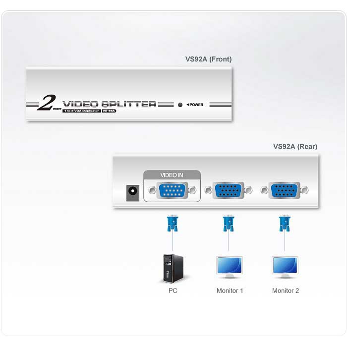 Aten 스위치 VGA Splitter 2 Port VGA Video Splitter 350Mhz
