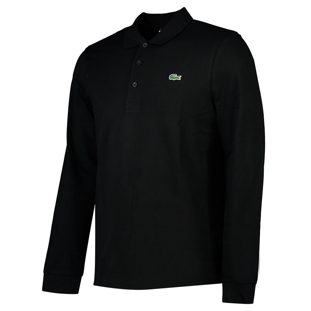 Lacoste Cotton Ottoman Long Sleeve Polo Shirt Black| Smashinn