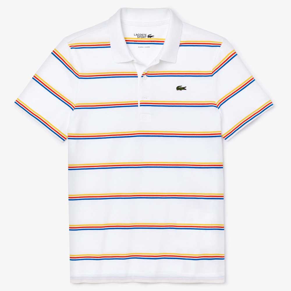Lacoste Sport Striped Lightweight Cotton Short Sleeve Polo Shirt
