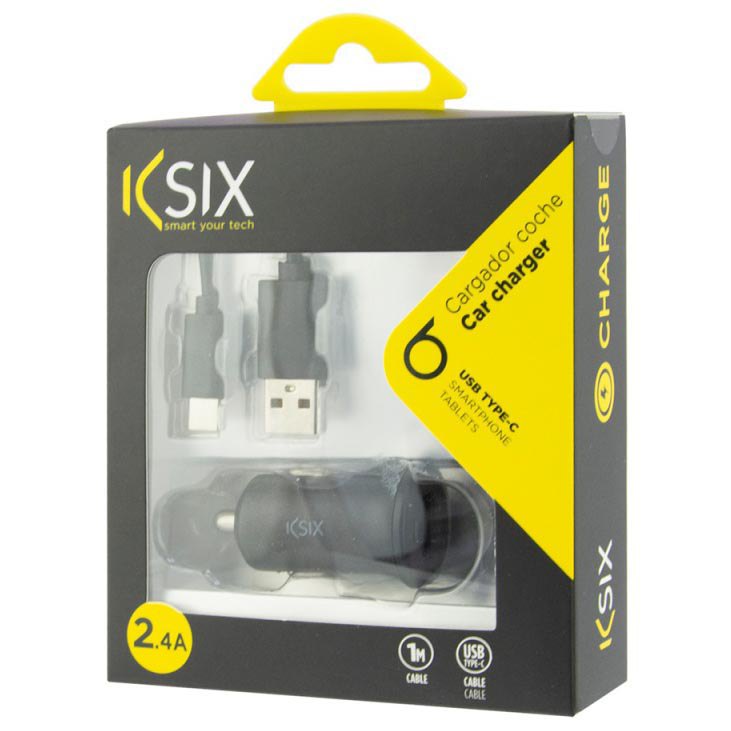 KSIX 2.4A Charger+USB Type C Cable 1 m Car charger