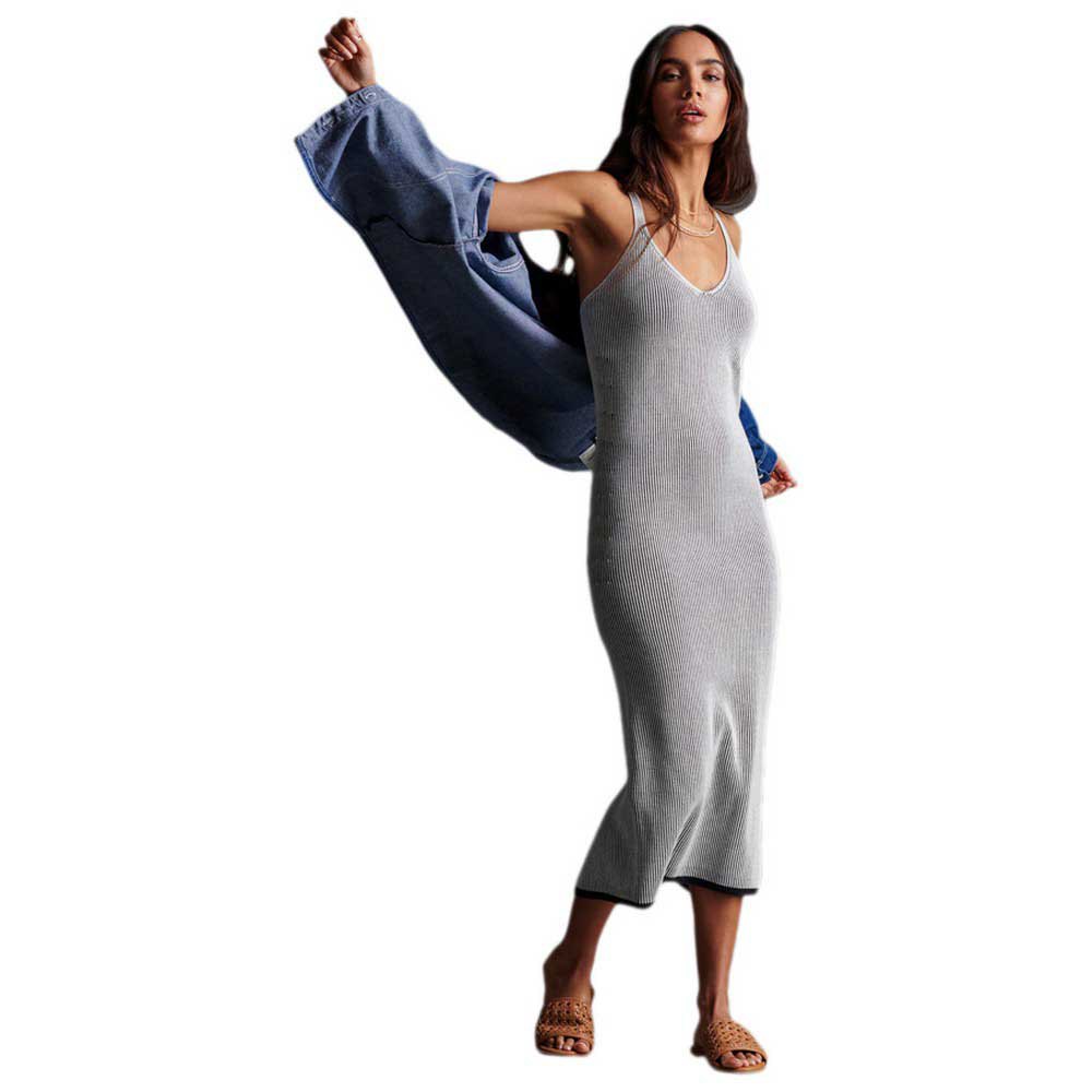 vrijheid Technologie marge Superdry Edit Knitted Slip Dress Grey | Dressinn