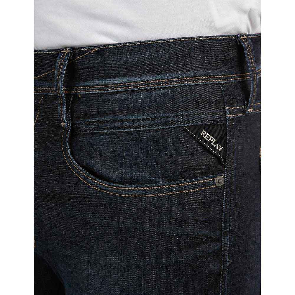 Mode Jeans Jeans slim Replay Jeans slim bleu fonc\u00e9-blanc style d\u00e9contract\u00e9 