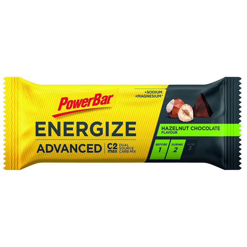Powerbar Energize Advanced 55g 25 Enheder Hasselnød Chokolade Energi Barer Boks