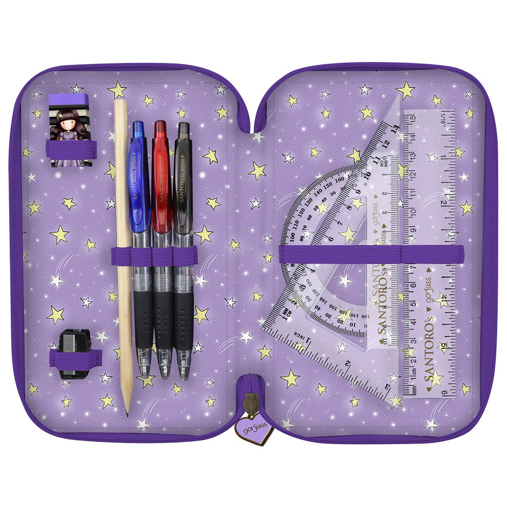 Santoro london Gorjuss Sparkle & Bloom 3 Zip Filled Pencil Case