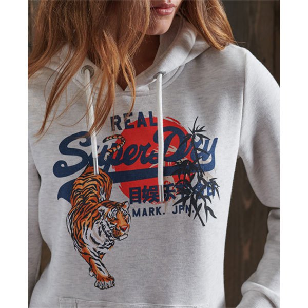 Superdry Vintage Logo Rising Sun Brushback Sweatshirt Met Capuchon