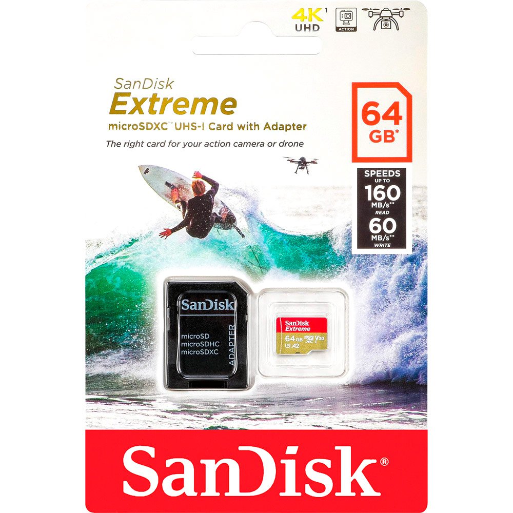 Weinig Selectiekader Komkommer Sandisk Micro SDXC Action SC 64GB Extreme Geheugenkaart Veelkleurig| Techinn