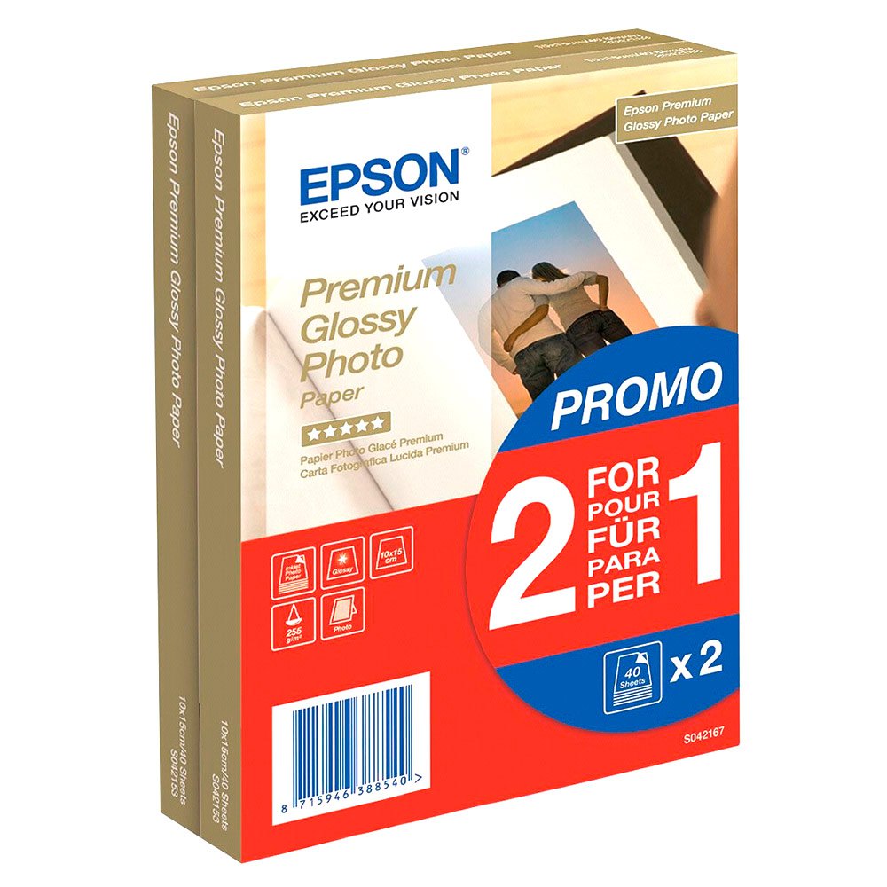 Original Epson 6x4" Premium Glossy Photo Paper 255gsm 40+40 Sheets C13S042 