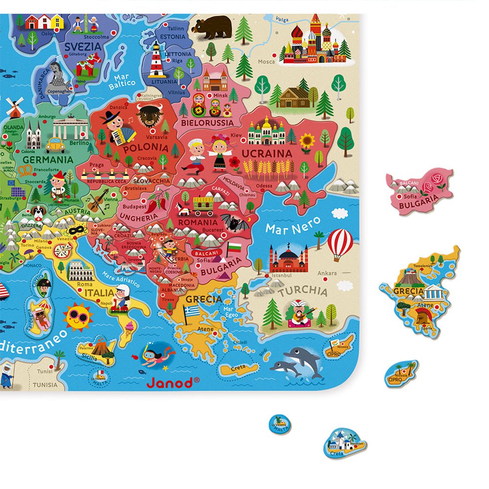 Janod Magnetiske Kart Europa Italiensk Versjon