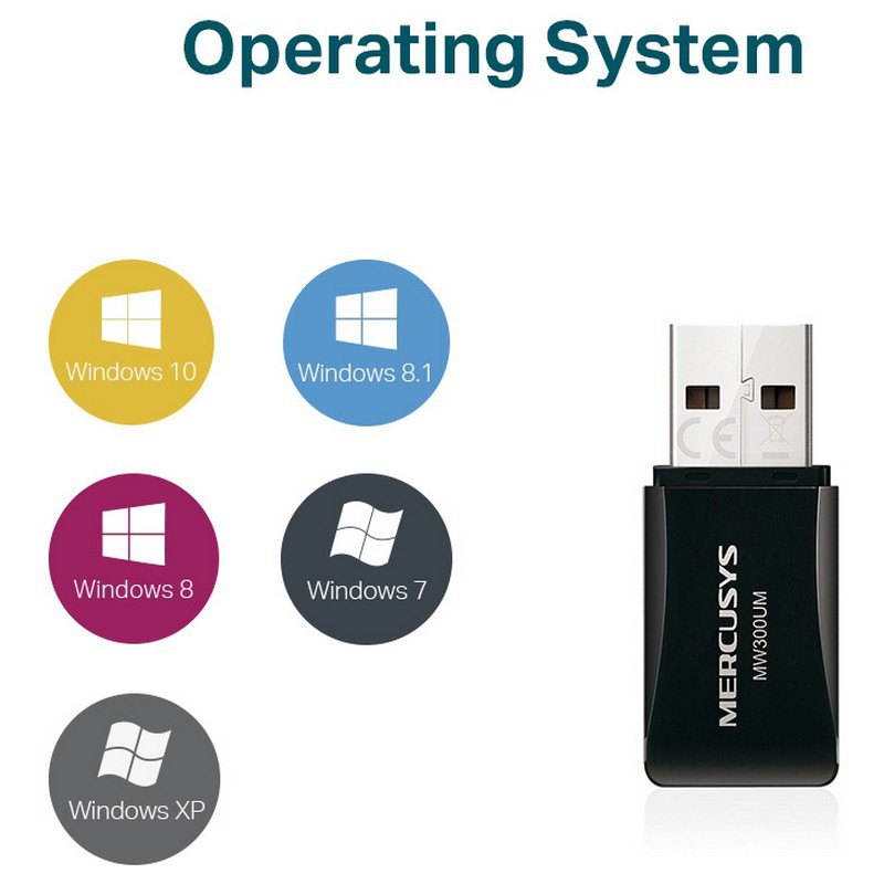 Mercusys USB-adapter Mini MW300UM USB 300 M
