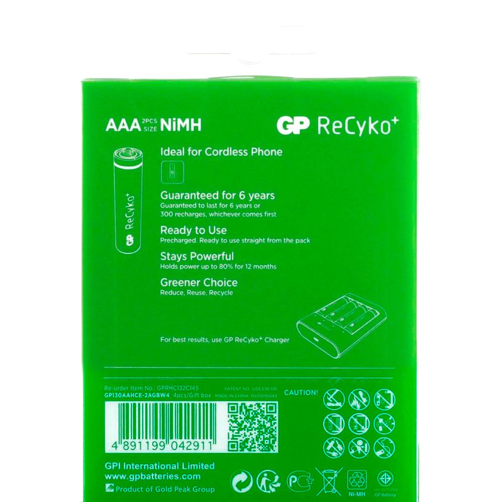 ready to use 2er-Pack GP ReCyko NiMH Akku AAA 650mAh Ideal für DECT Telefon 