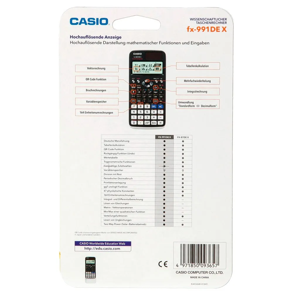 Casio SCIENTIFIC CALCULATOR FX 991CEX CLASSWIZ BLACK 12-DIGIT DISPLAY