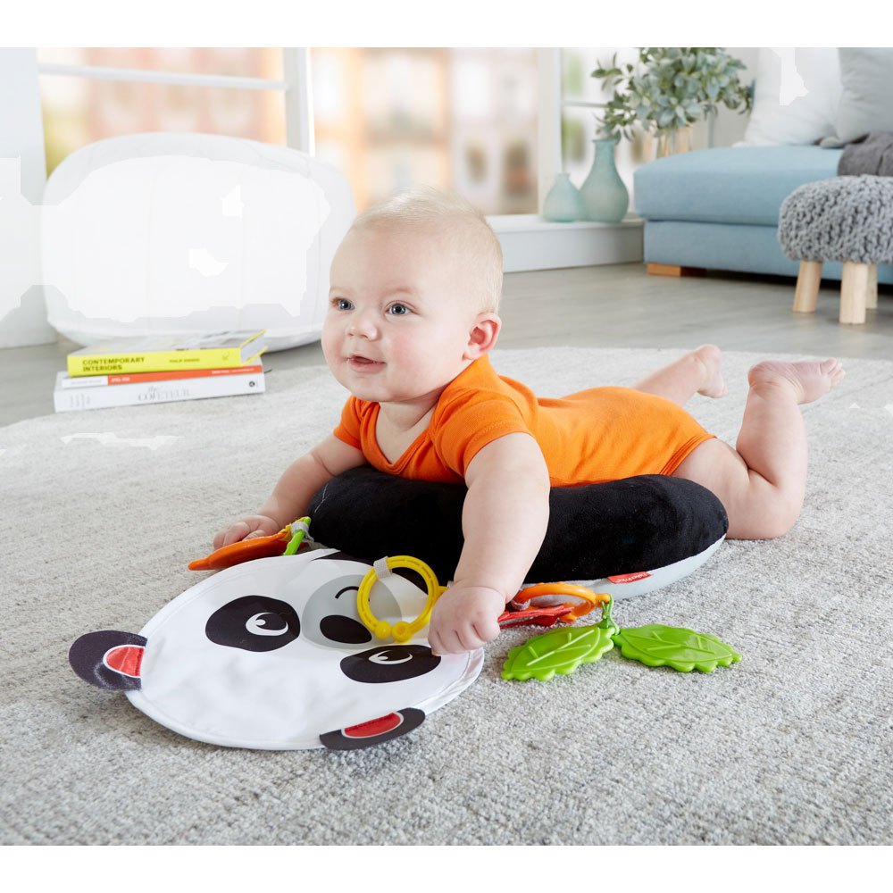 Soft Tummy Time Cushion Activity Centre with Mirror Suitable from Birth Fisher-Price Tummy Wedge Teether and Clacker