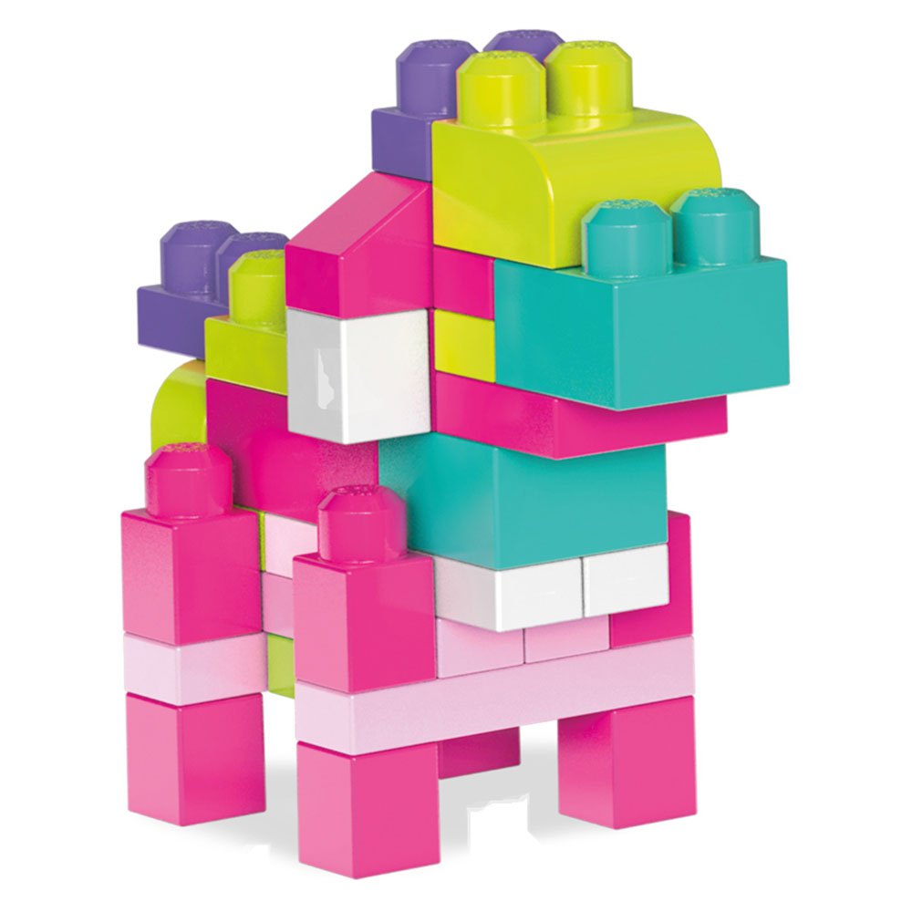 Kids Activity Game Construction Toy 60 pc Mega Blocks Big Building Bag Pink Gift 