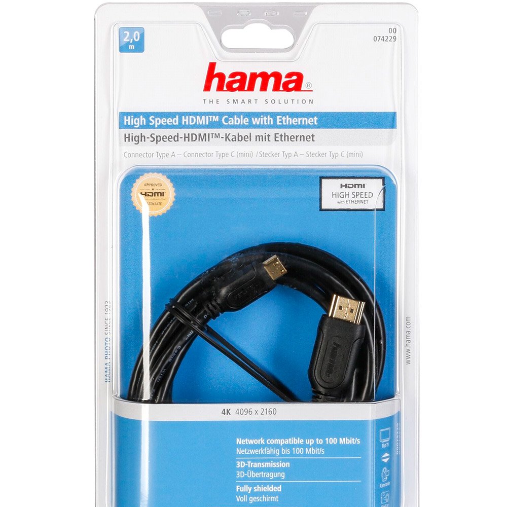 Mini adaptador HDMI mini HDMI C enchufe en conector HDMI a High Speed con Ethernet 