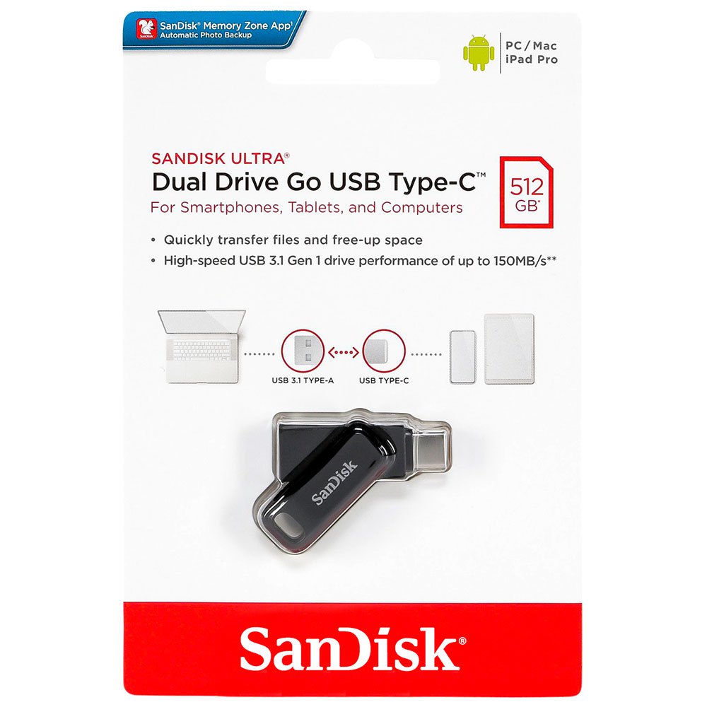 oxígeno petróleo crudo Judías verdes Sandisk Pendrive Ultra Dual Drive Go 512GB USB Tipo-C Negro| Techinn