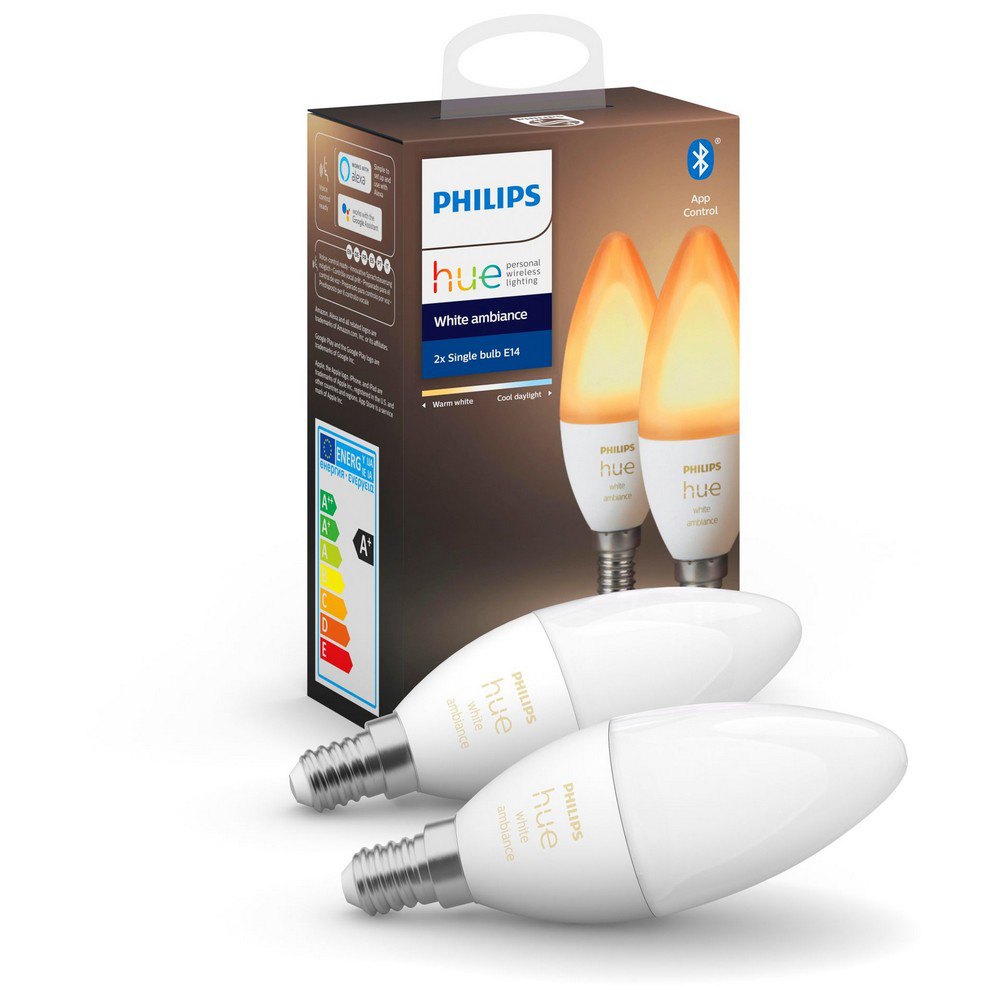 Lim Fil Potentiel Philips Hue White Ambiance LED E14 Bulb 2 Pack White | Techinn