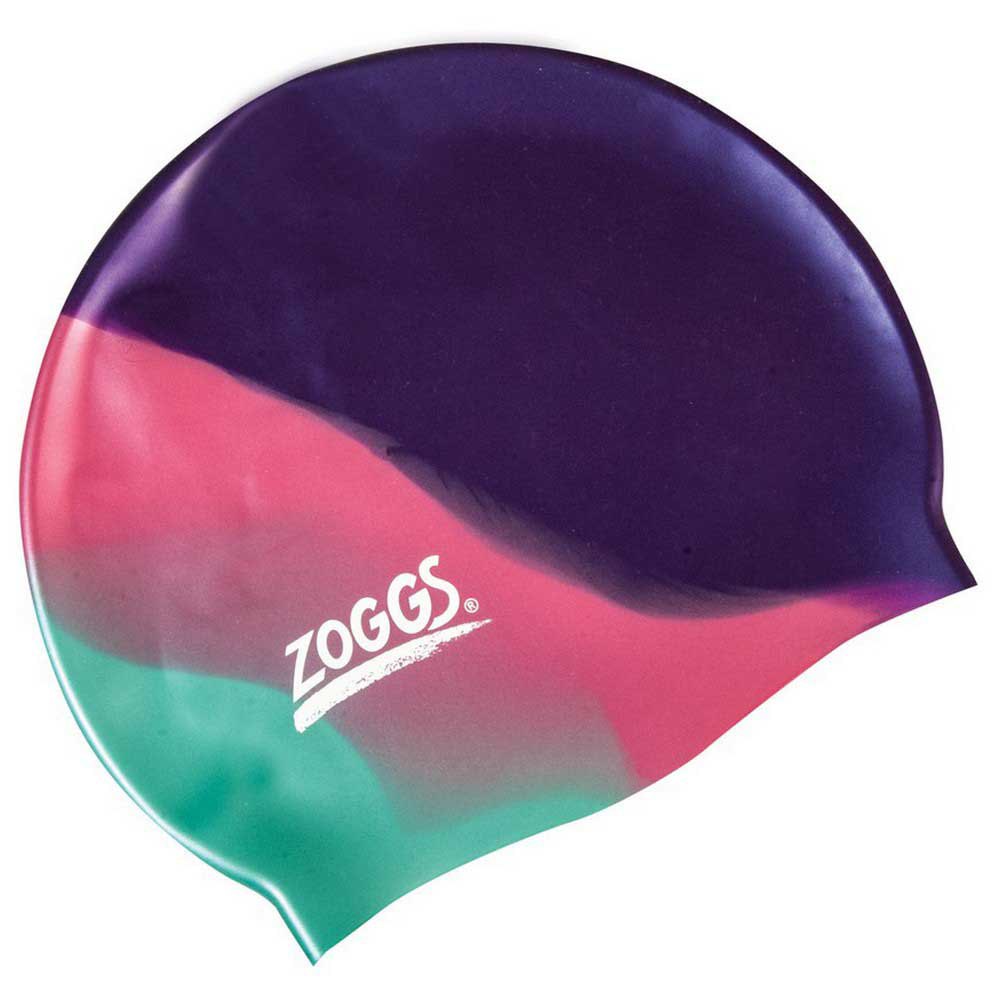 Pink Zoggs Junior Silicone Multi Coloured Swimming Cap Blue 