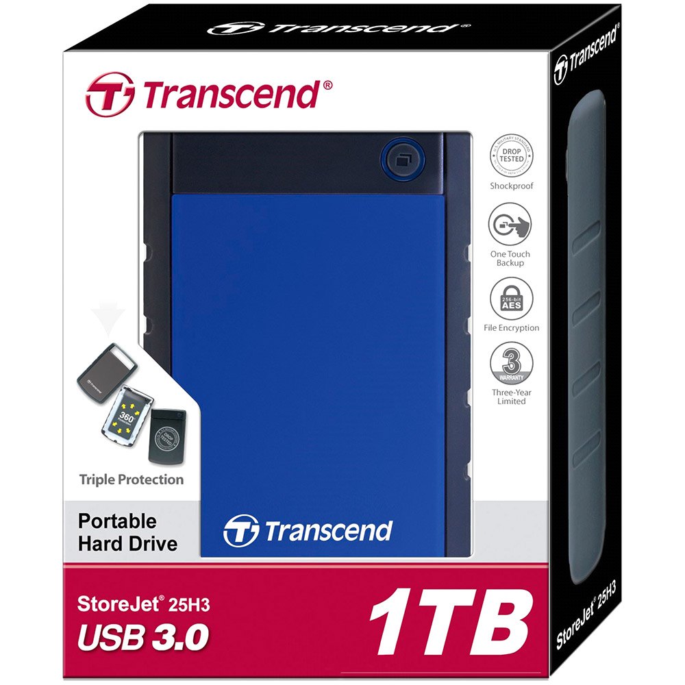 Transcend Ekstern HDD-harddisk StoreJet 25H3 2.5 1TB USB 3.1 Gen 1