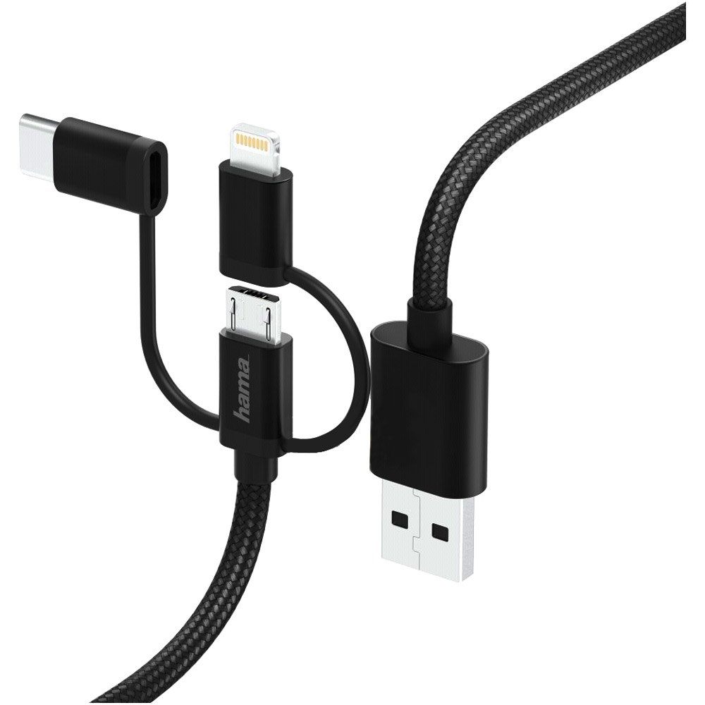 escalada jefe tubo Hama 3 In 1 Micro-USB Cable With USB-C And Lightning 1.5 m Negro| Techinn