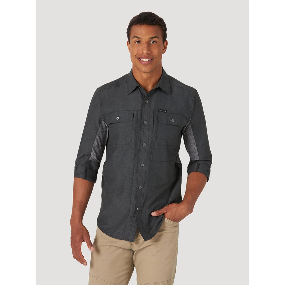 Wrangler Mixed Materials Long Sleeve Shirt Grey | Dressinn