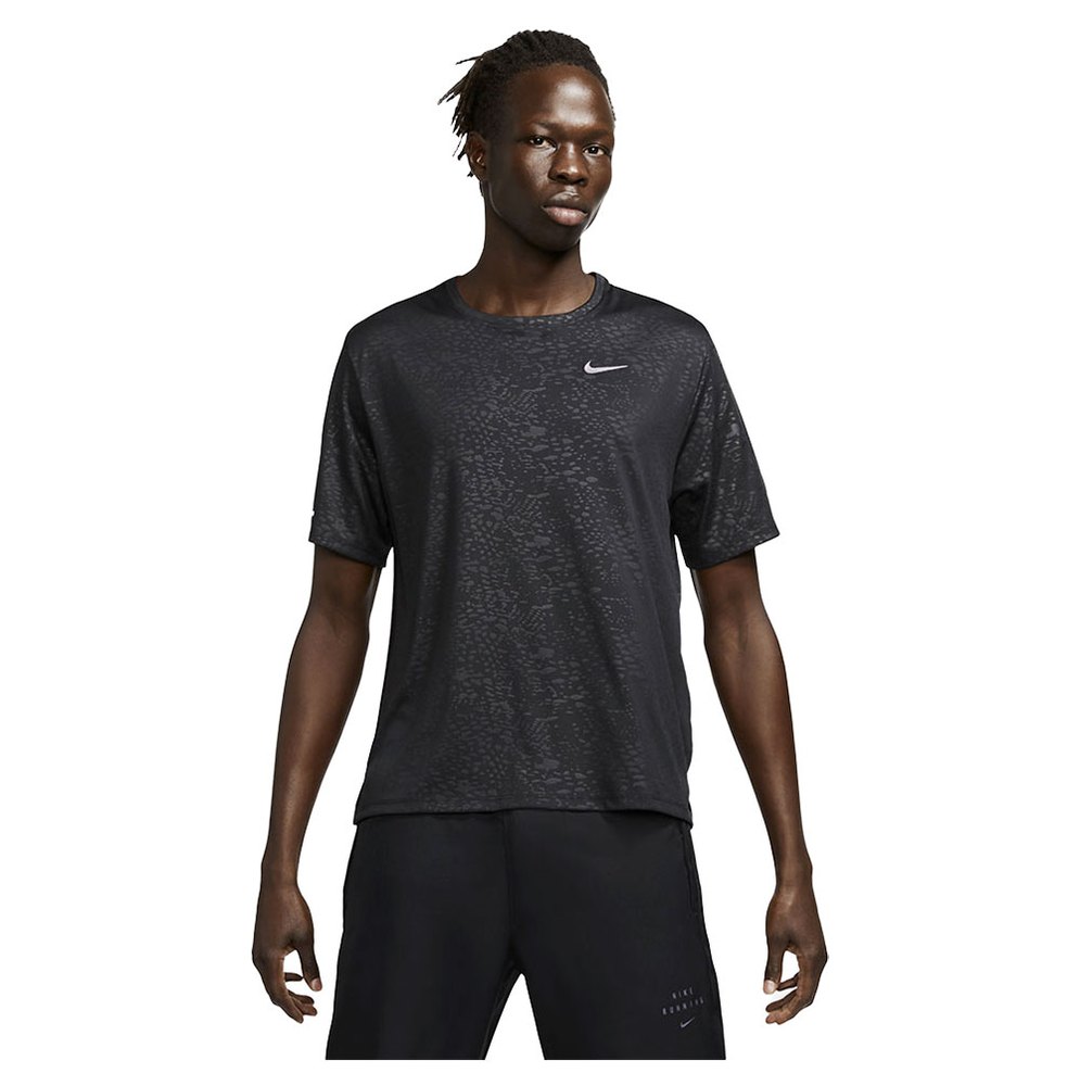 Nike 半袖Tシャツ Run Division Dri Fit Miler Embossed 黒| Runnerinn Tシャツ