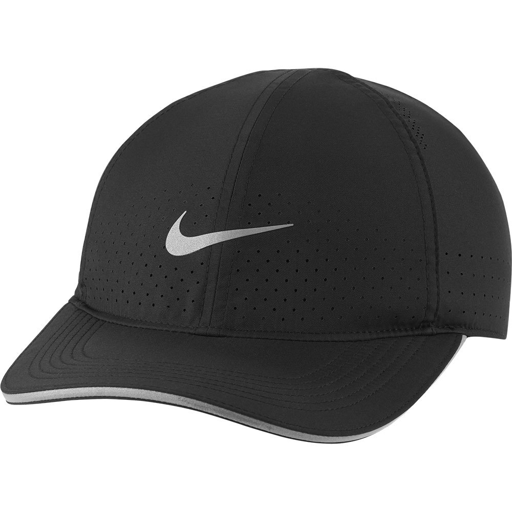 atravesar vóleibol para Nike Gorra Dri Fit Aerobill Featherlight Perforated Negro| Runnerinn
