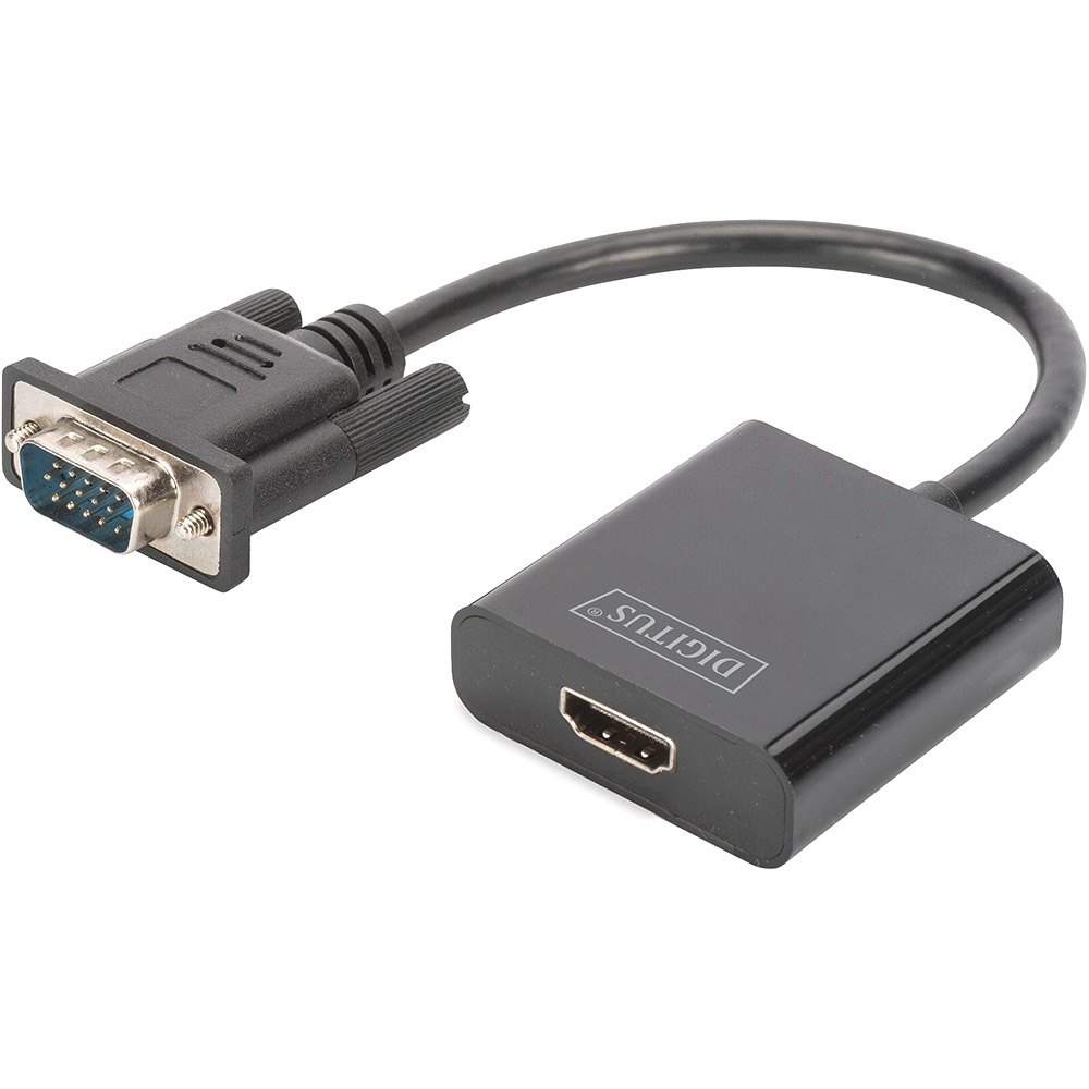 længde lancering Forklaring Digitus VGA To HDMI Converter And Audio Full HD 15 cm Grey| Techinn