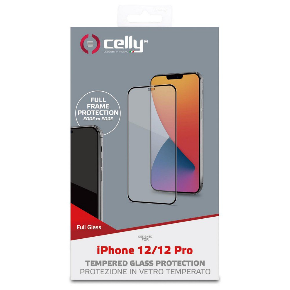 Celly Protector de pantalla de cristal templado iPhone 12/12 Pro Full Frame