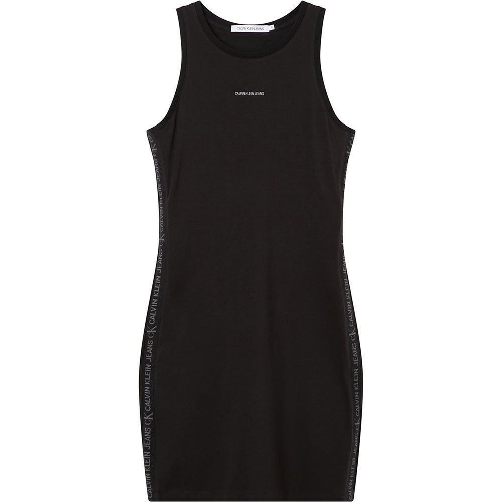 Calvin klein jeans Logo Trim Racer Back Short Dress Black| Dressinn