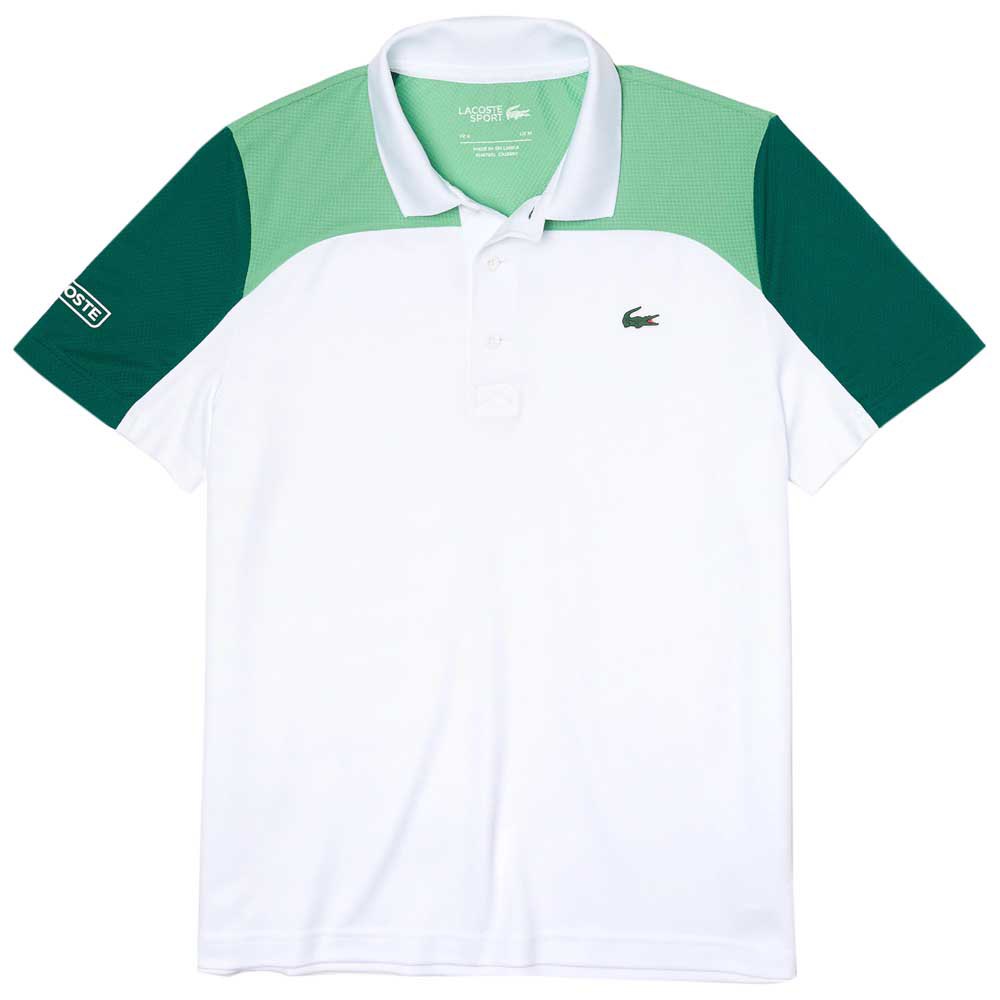 Lacoste Sport Breathable ColorBlock Short Sleeve Polo Shirt White