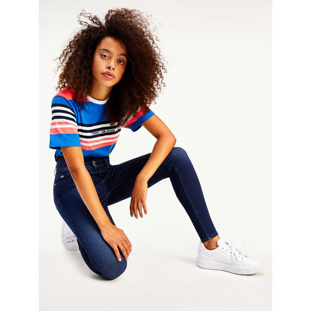 Tommy jeans Boxy Crop Linear Logo Stripe T-shirt met korte mouwen