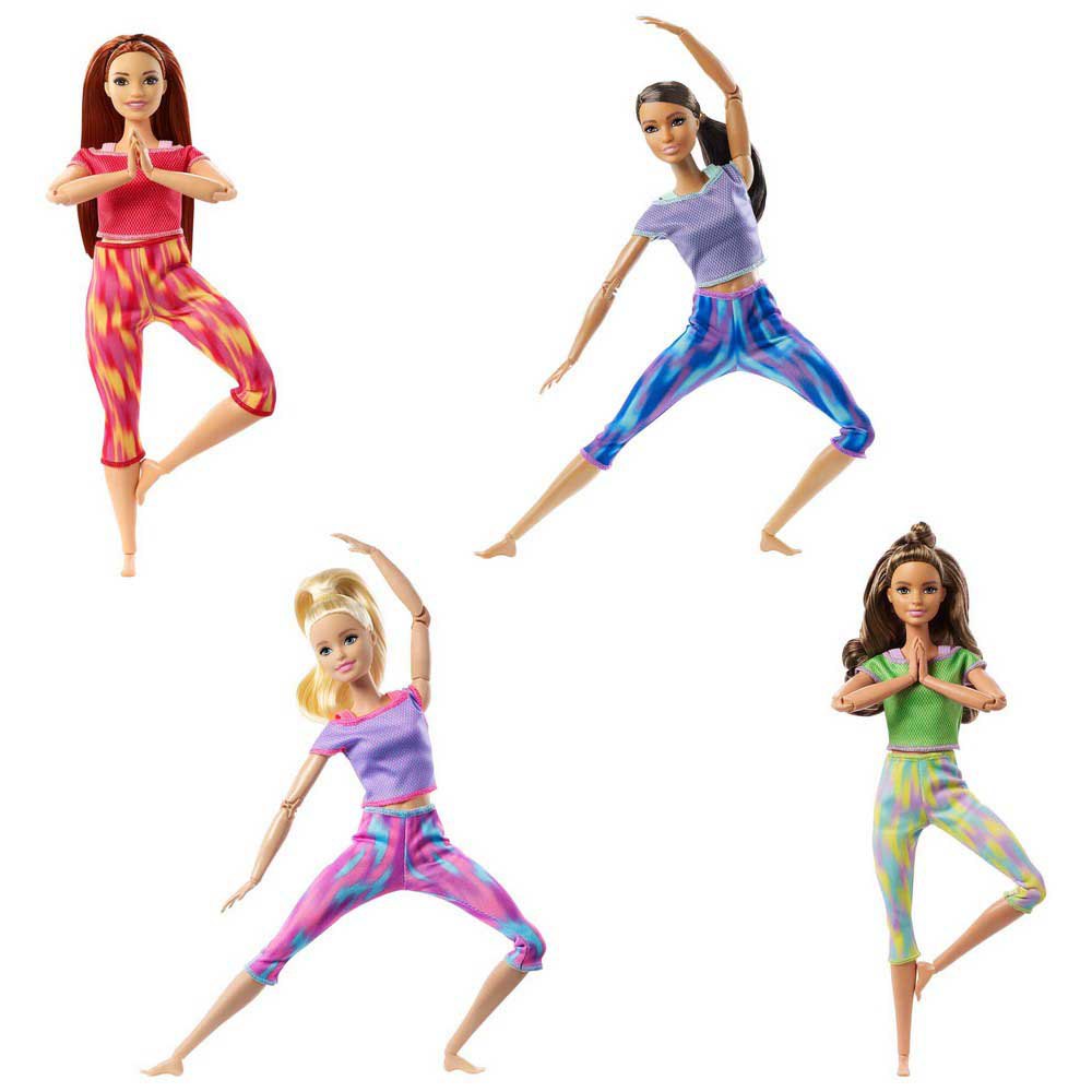 Mattel GXF06 Barbie Movimiento sin límites Muñeca articulada morena con coleta con ropa deportiva de juguete 