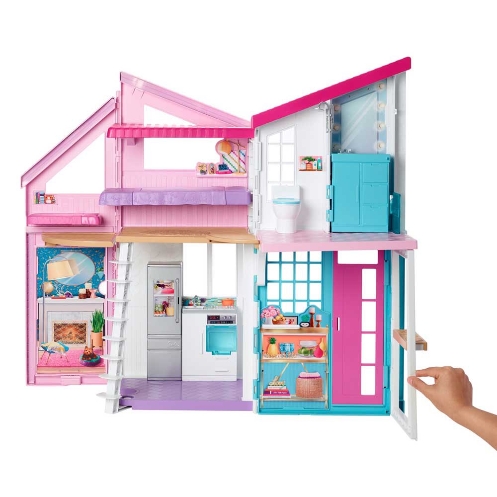 Barbie Casa Malibú casa de muñecas de dos pisos plegable con muebles y accesorio 