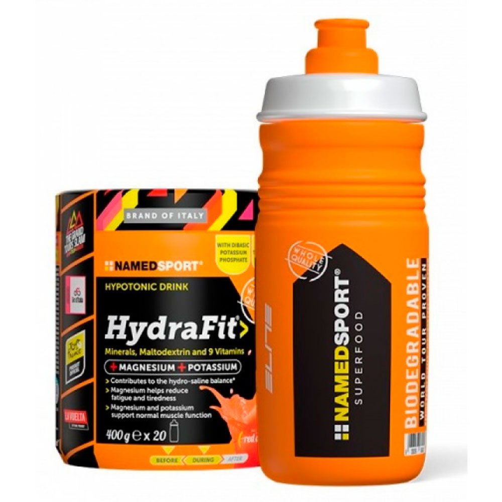 named-sport-hydrafit-400g-z-butelką-czerwony-pomarańczowy-proszek