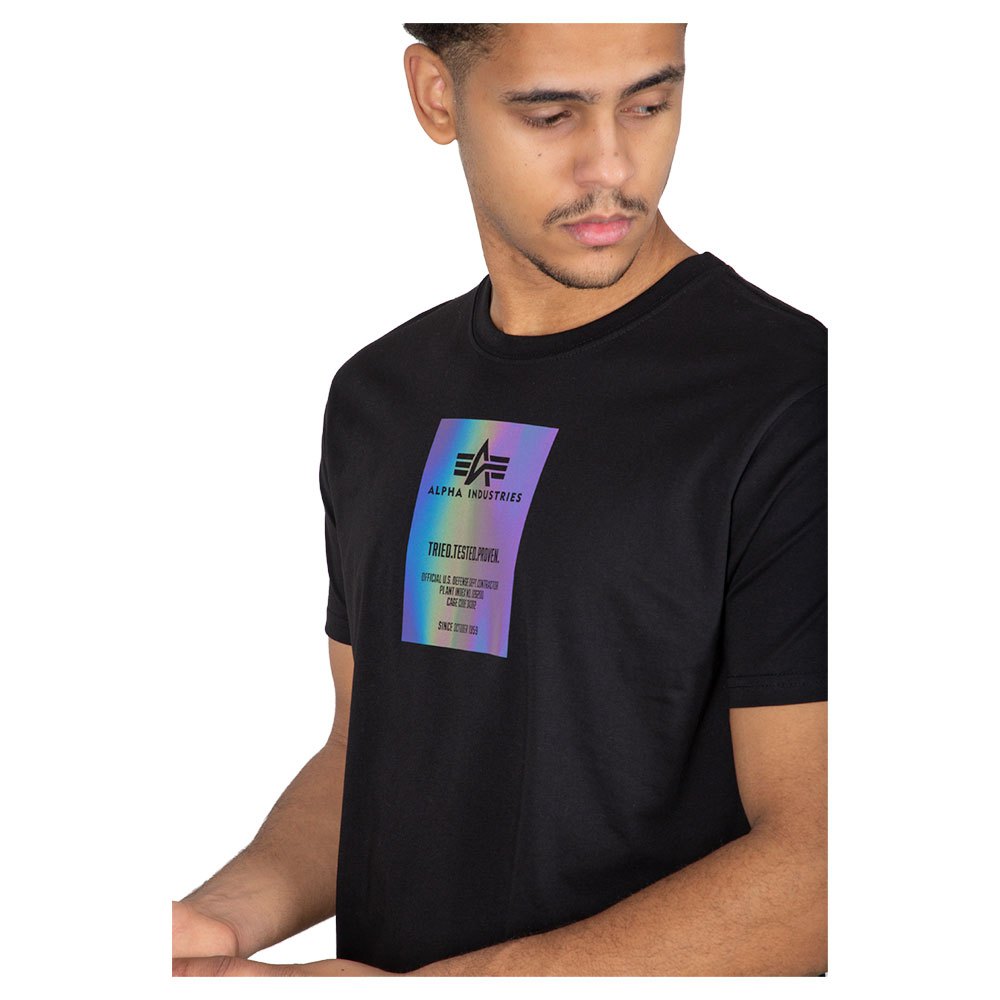 Dressinn T-Shirt Alpha Reflective industries Black| Rainbow Sleeve Label Short