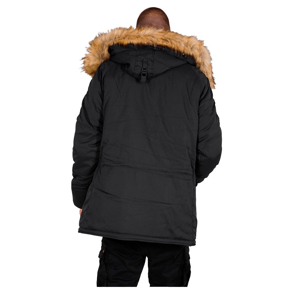 Alpha Industries Explorer Detatchable Faux Fur Trim Hooded Parka Coat in Black for Men Mens Clothing Coats Parka coats 