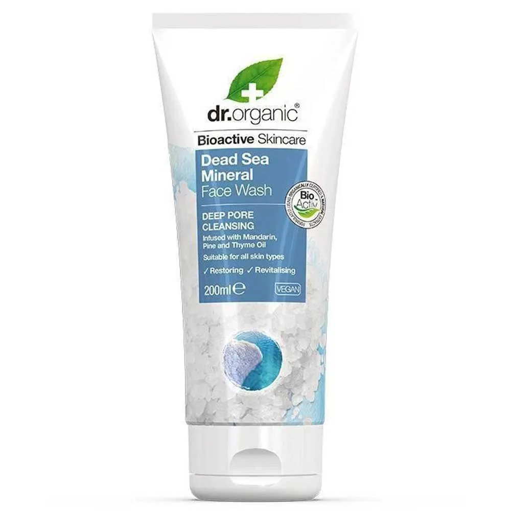 Dr. organic Dead Sea Mineral Face Wash 200ml, Blue Bikeinn