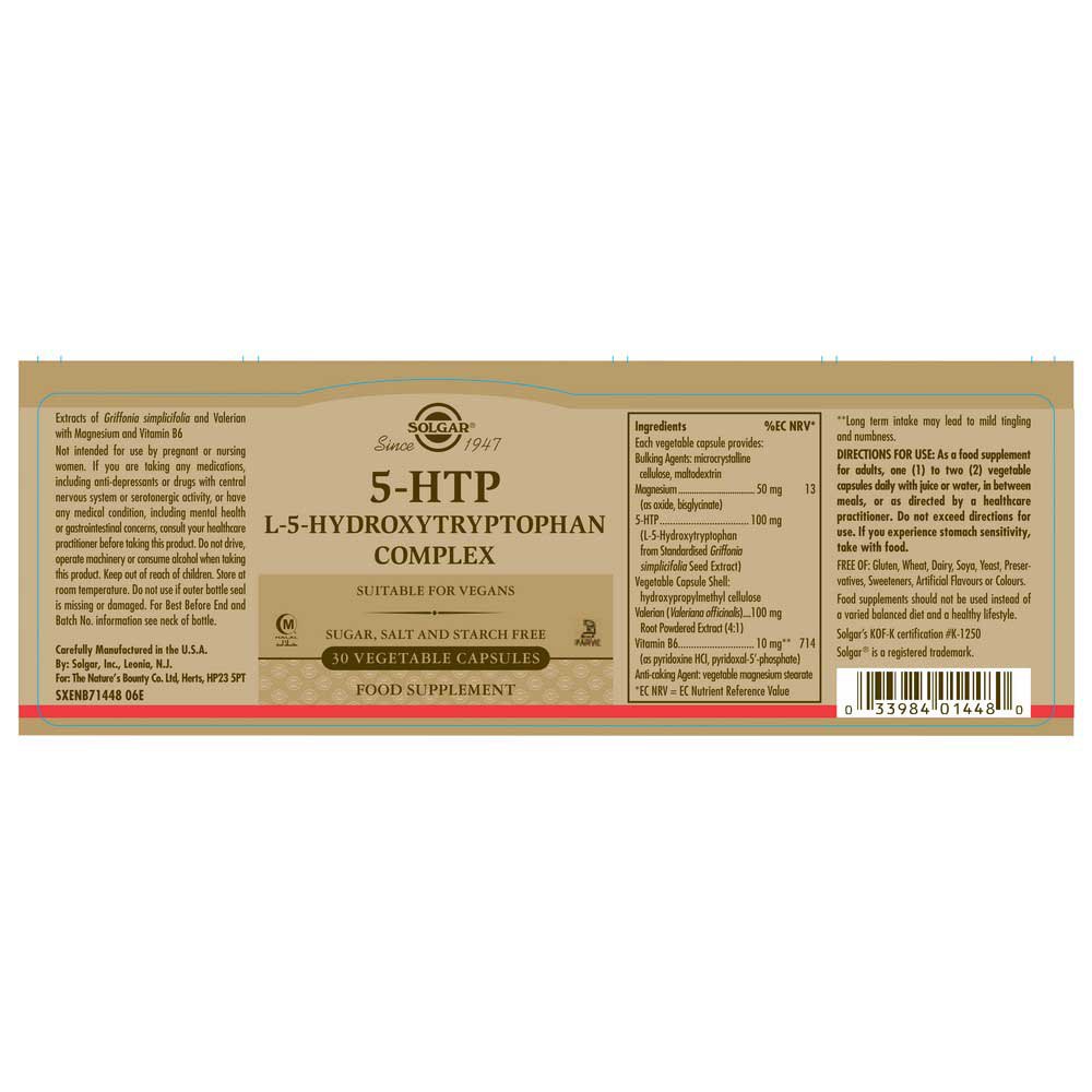 Solgar L-5-Hidroxitriptofano 5-HTP 30 Unidades