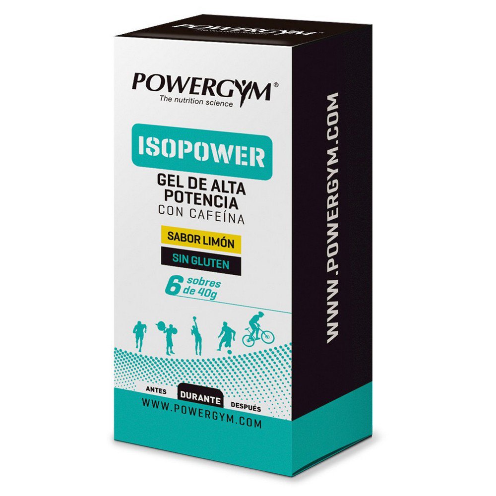 powergym-isopower-gel-40g-6-units-lemon---caffeine-energy-gels-box