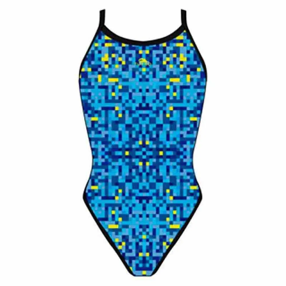 Maillot De Bain Femme Turbo Pixel - 55% PBT, 45% Polyester, Résistant Au Chlore, Pour Entraînement Et Compétition