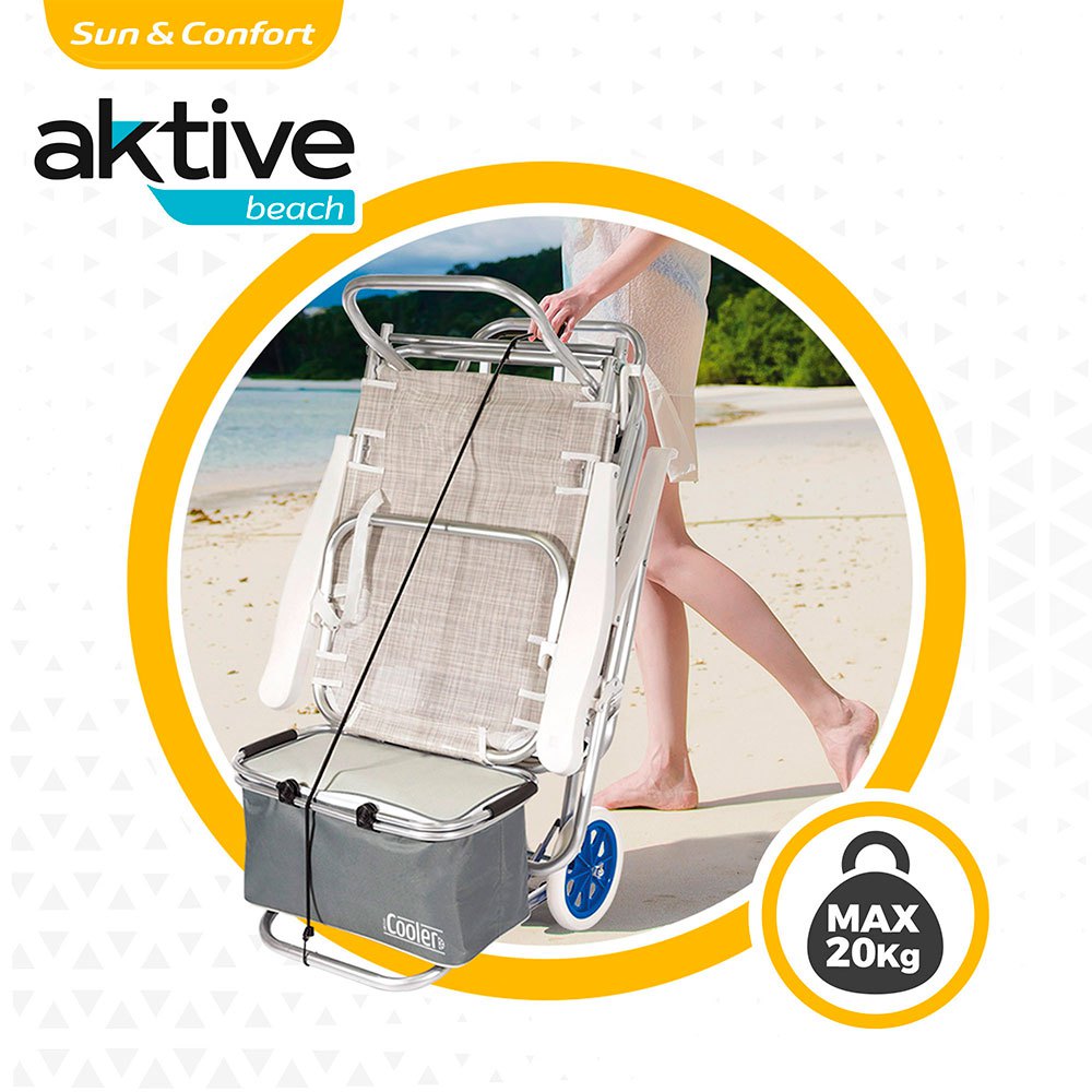 Aktive Chaise Mover Trolley Plage 52x37x105 cm