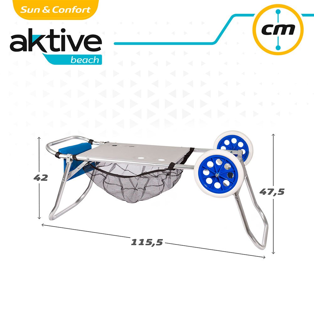 Aktive Chaise Mover Trolley Plage 52x37x105 cm