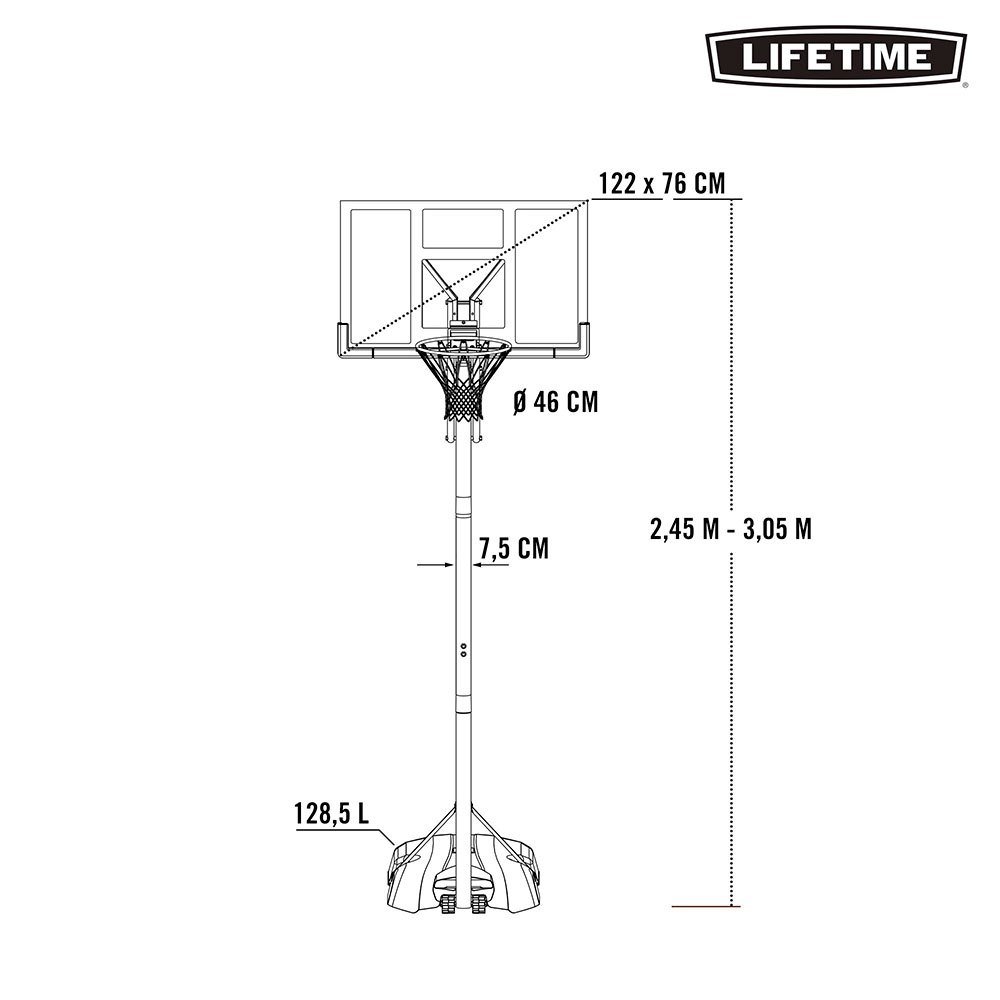 Lifetime Canasta Baloncesto Ultrarresistente Altura Regulable 240-305 cm UV100