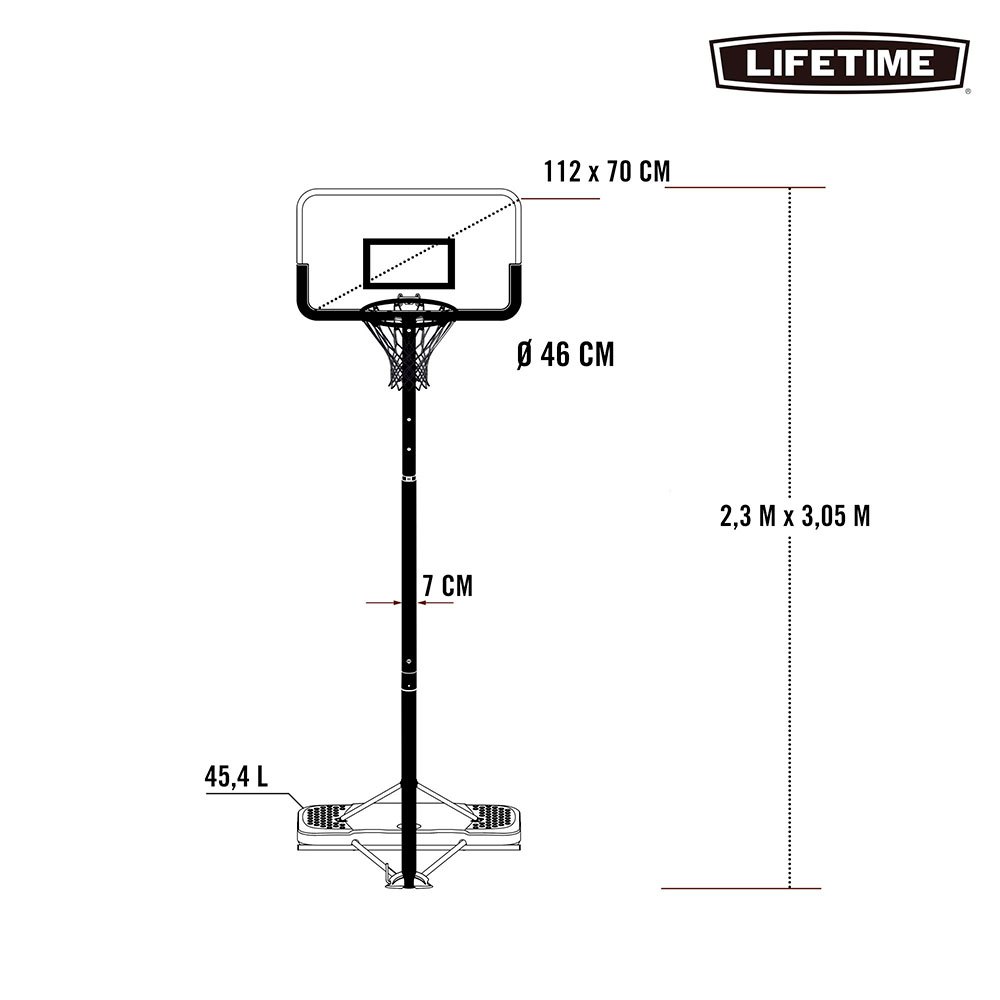 Lifetime UV 100 229-305 Cm Motstandsdyktig Basketball Kurv Regulerbar Høyde 229-305 Cm
