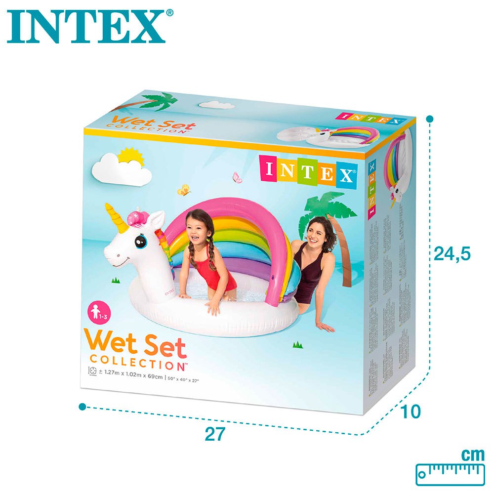 Intex Unicorno Con Tenda Da Sole Arcobaleno Piscina 127x102x69 Cm